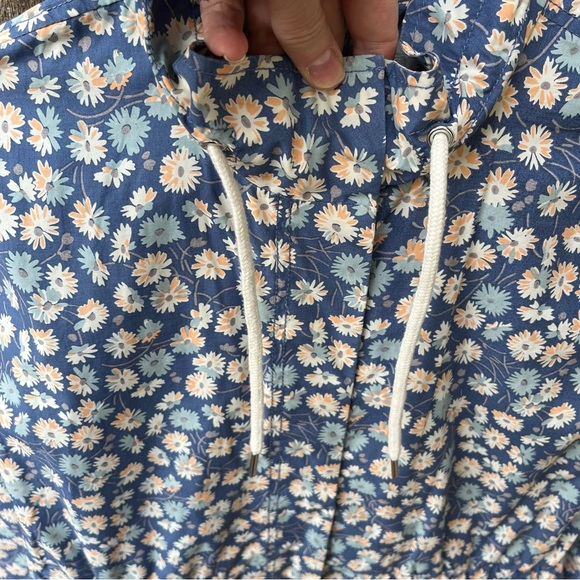 Madewell Ruffle-Neck Anorak Rain Jacket In French Floral Blue Moon Sz XS - Picture 5 of 15